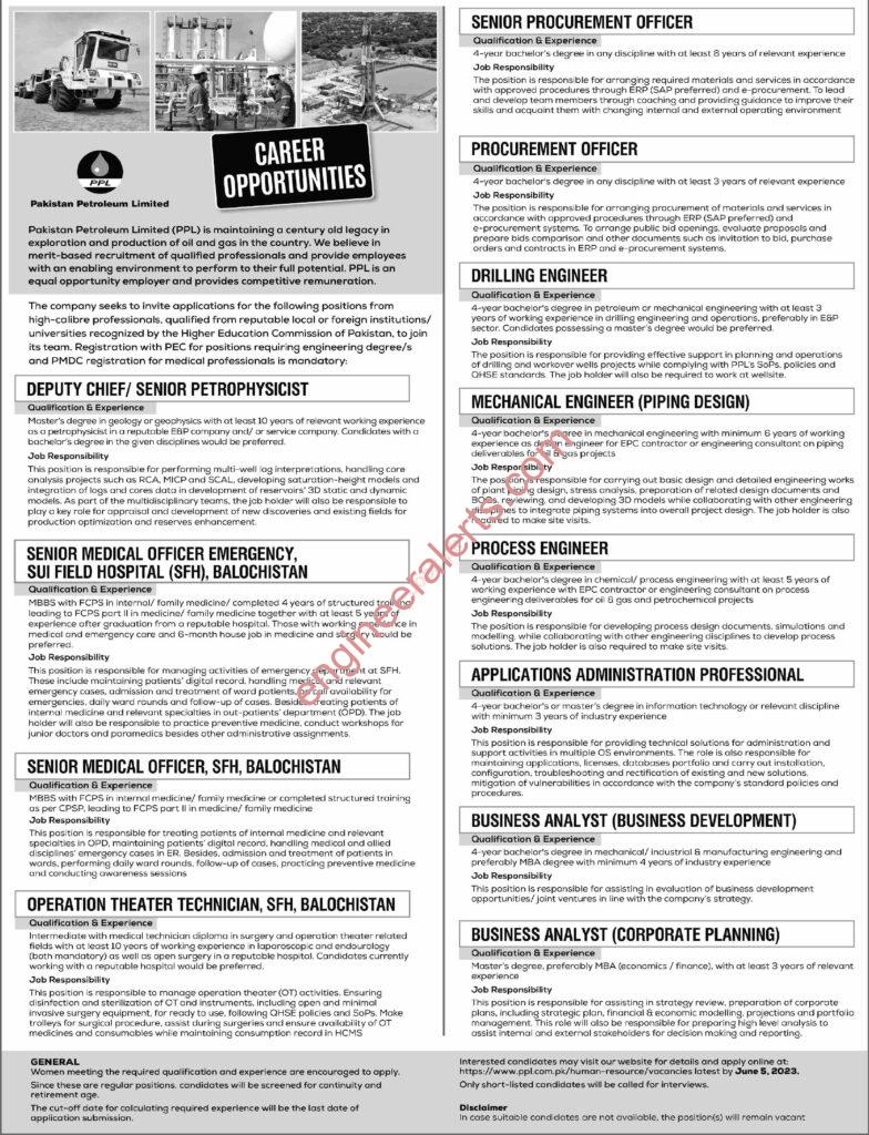 Job Vacancies in Pakistan Petroleum Limited May 2023 