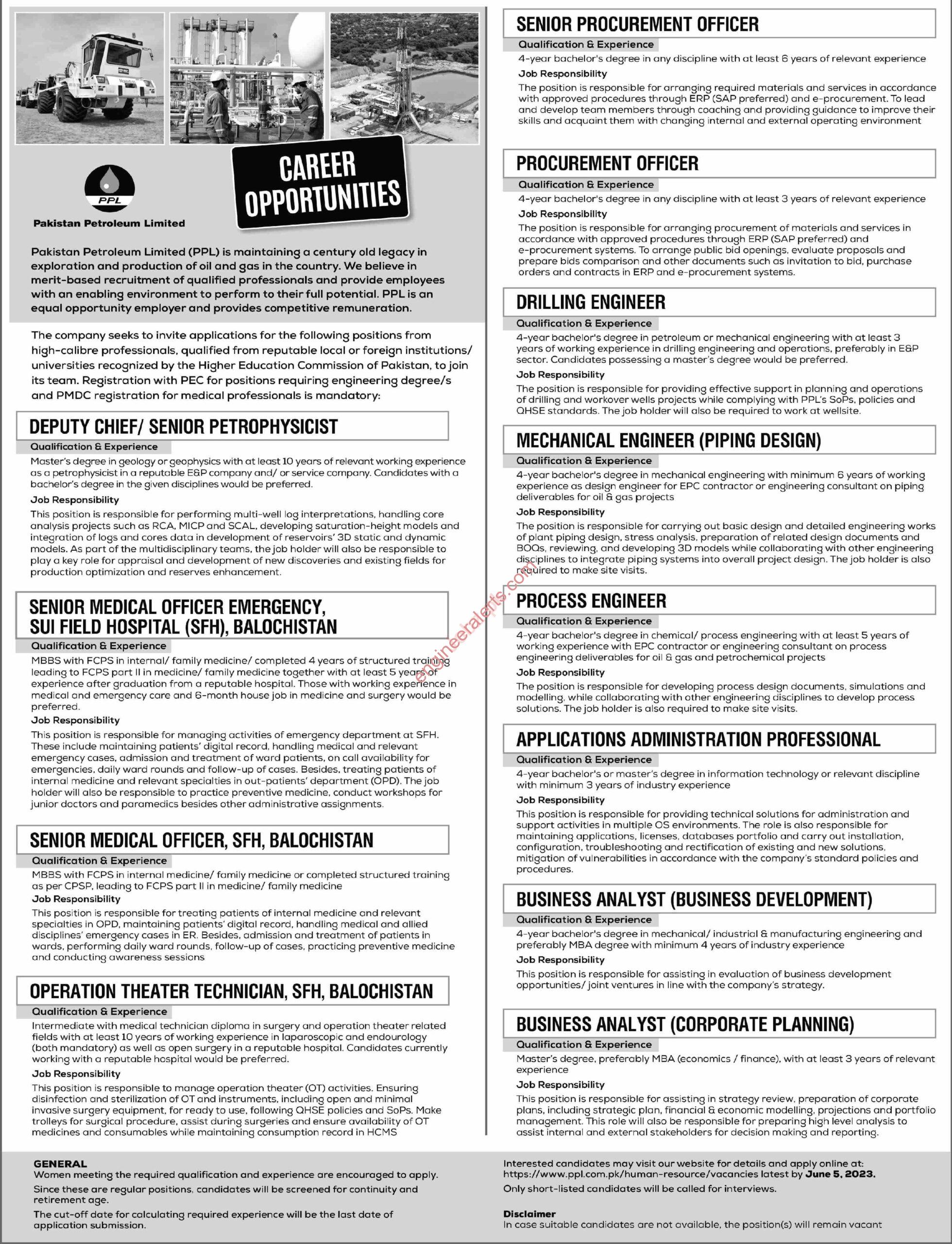 Job Vacancies in Pakistan Petroleum Limited May 2023