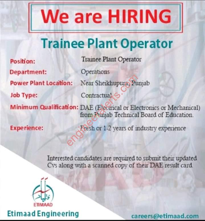 Trainee Plant Operator in Etemad Engineering 2023