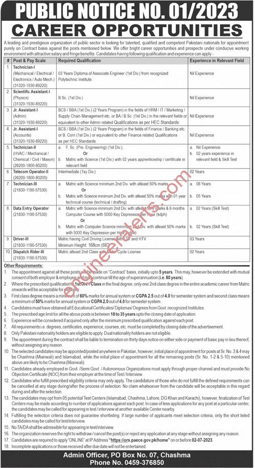 Atomic Energy Comission PAEC Jobs 2023