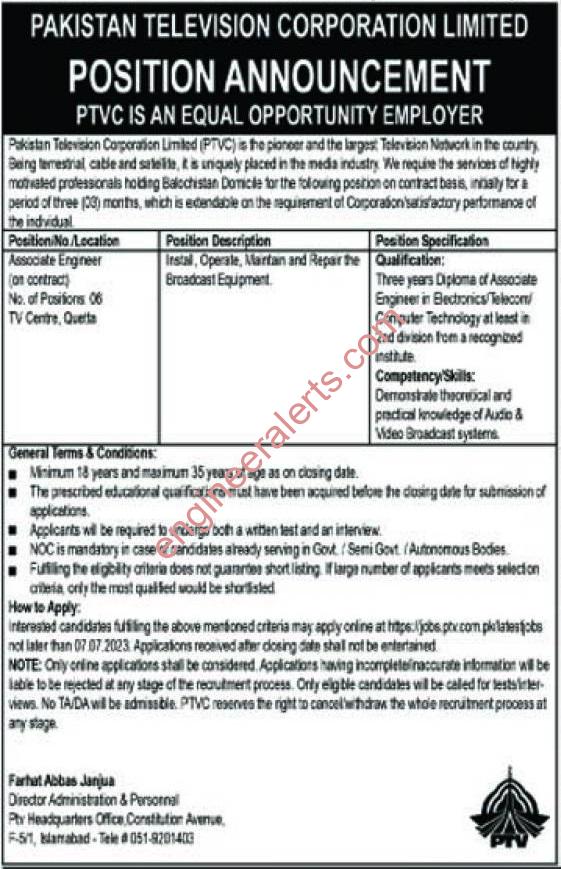 Pakistan Television Corporation Limited (PTVC) Jobs 2023