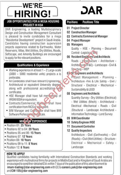 Saudi Arabia Jobs for a Mega Housing Project  2023