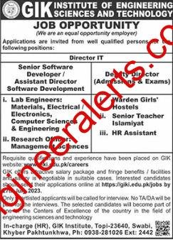 GIKI Jobs 2023