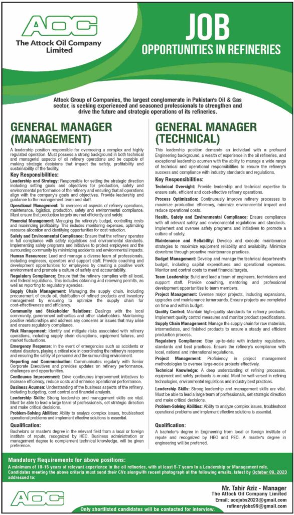 Career Opportunities at Attock Oil Group