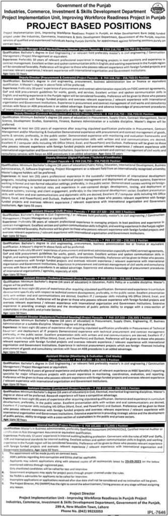 Industries Commerce & Investment Department Lahore Jobs