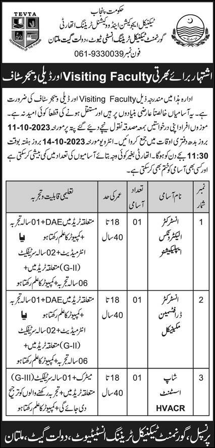 TEVTA Jobs October 2023