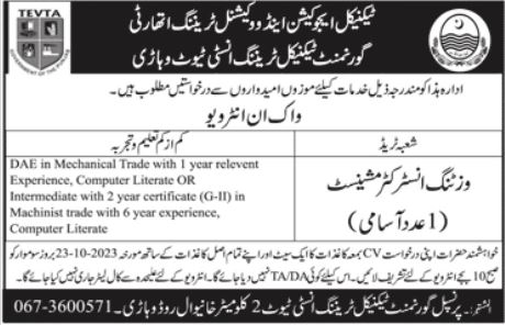 TEVTA Jobs October 2023