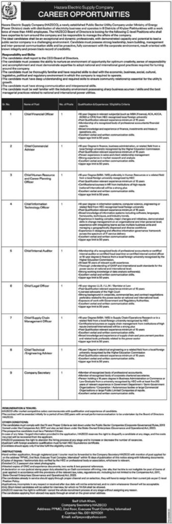Hazara Electric Supply Company (HAZECO) Jobs