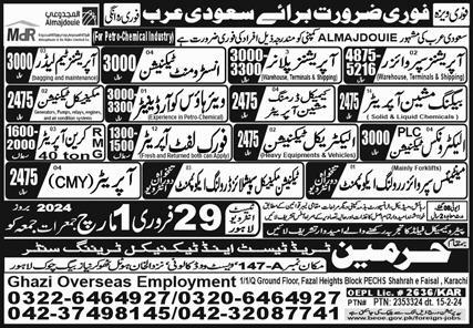 Hiring for Various Positions for Saudi Arabia