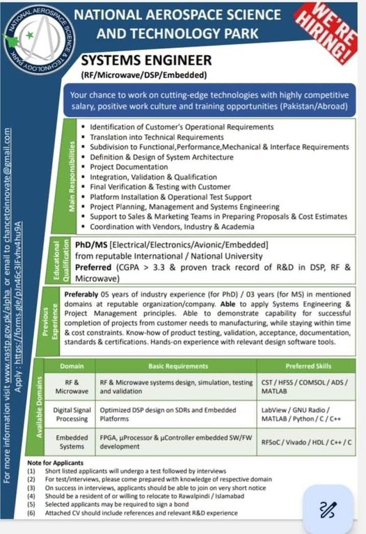 NATIONAL AEROSPACE SCIENCE AND TECHNOLOGY PARK Jobs