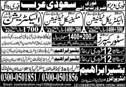 Requirement for Technicians at Saudi Arabia