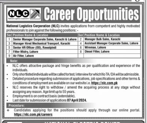 NLC National Logistics Corporation Jobs