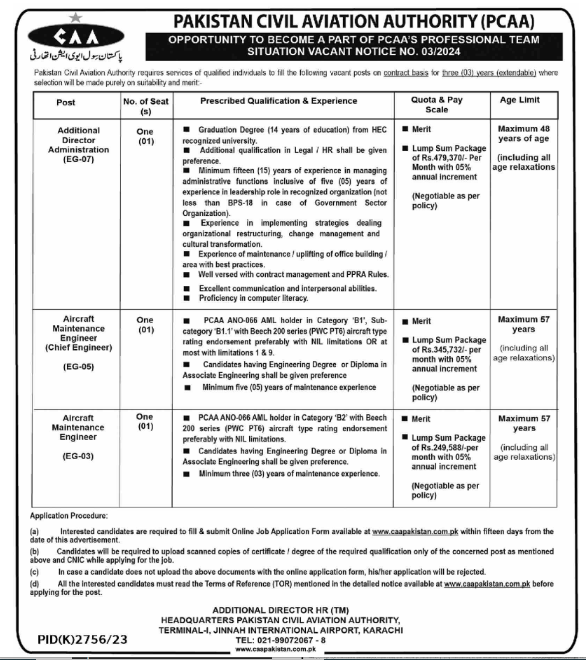 Pakistan Civil Aviation Authority CAA Jobs 2024