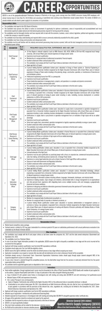 QESCO Jobs 2024 Online Apply