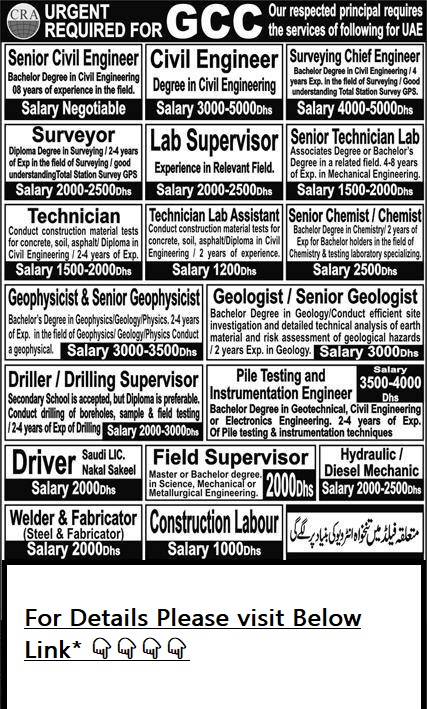 URGENT Job Vacancies for GCC UAE 2024