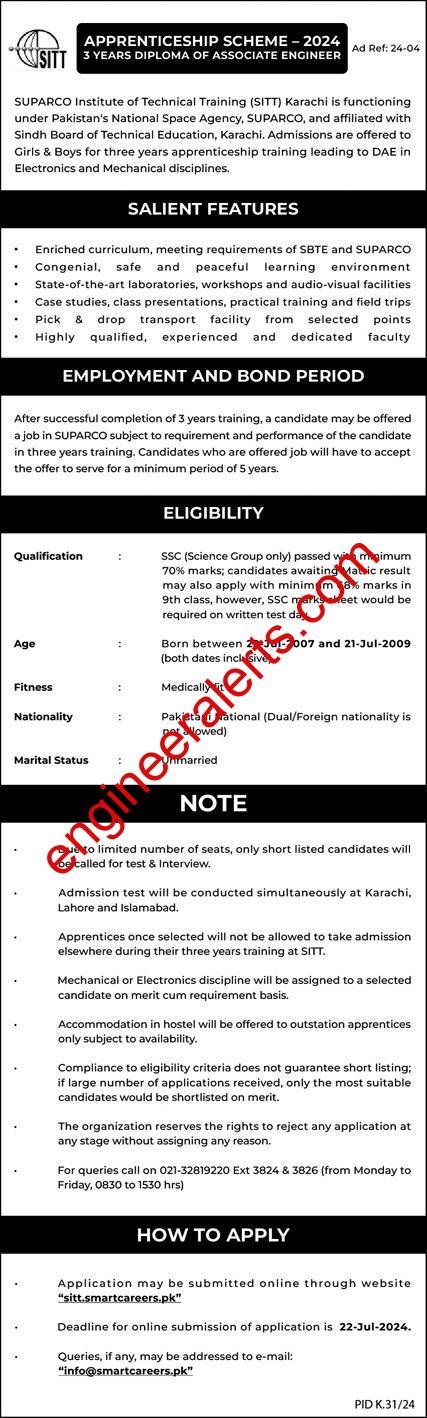 SUPARCO Apprenticeship Program 2024 Apply Now