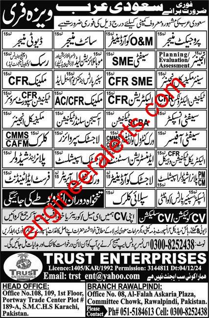 Free Visa Oil and Gas Field Project Saudi Arabia Jobs 2024