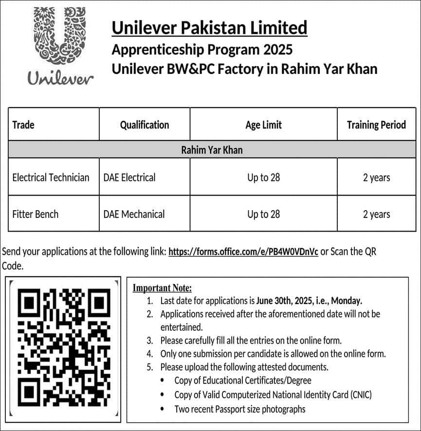 Unilever Apprenticeship Jobs