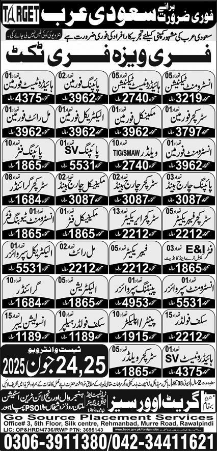 Urgently Jobs in Saudi Arabia